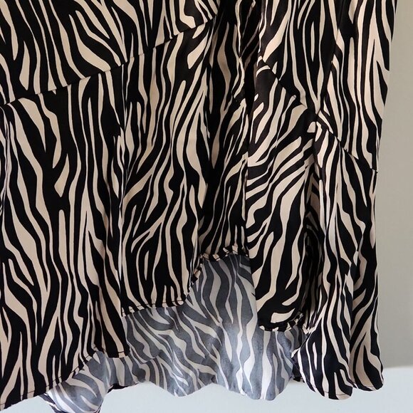 ANTHRO | MAEVE Satin Skirt Zebra Print Hi-lo Sz Medium - Picture 5 of 6